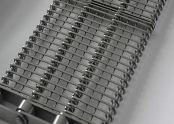 304 Steel Eye Link Wire สายพานลำเลียงตาข่ายสแตนเลสสำหรับเตาอบอุโมงค์แช่แข็ง
