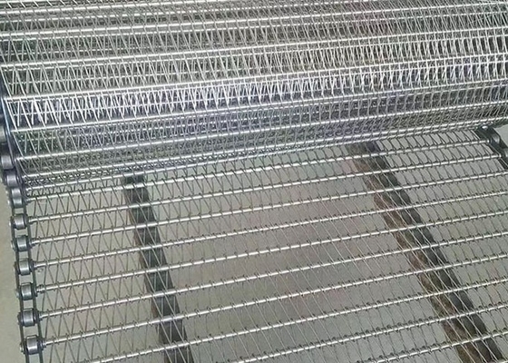 สายพานลำเลียงโซ่เชื่อมโยงการแปรรูปอาหารตาข่ายลวดแบนสแตนเลส