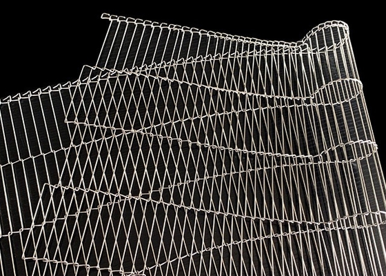 สายพานลำเลียง Enrober สายพานลำเลียงโลหะแบบ Flat Flex Wire Mesh Stainless Steel