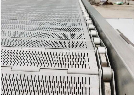 สายพานลำเลียงแบบมีรูสแตนเลสสำหรับเฟรนช์ฟรายส์การล้างผัก Dewatering Cooling Conveyor