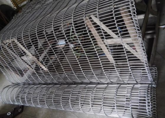 กระบวนการผลิตเนื้อสัตว์ 316l สแตนเลส 3 มม. Dia Flat Flex Conveyor Belt